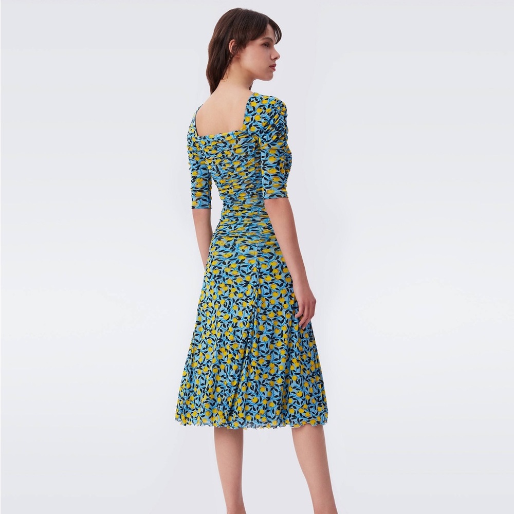 Diane Von Furstenberg Dacey Ruched Mesh Midi Dress - Picture 3 of 12